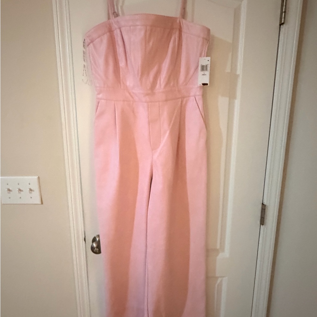Avec Les Filles Blush Pink Strapless Jumpsuit With Thin Straps